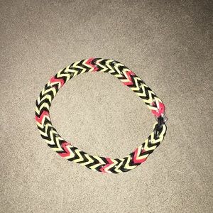 rubber band braclet black yellow with some red